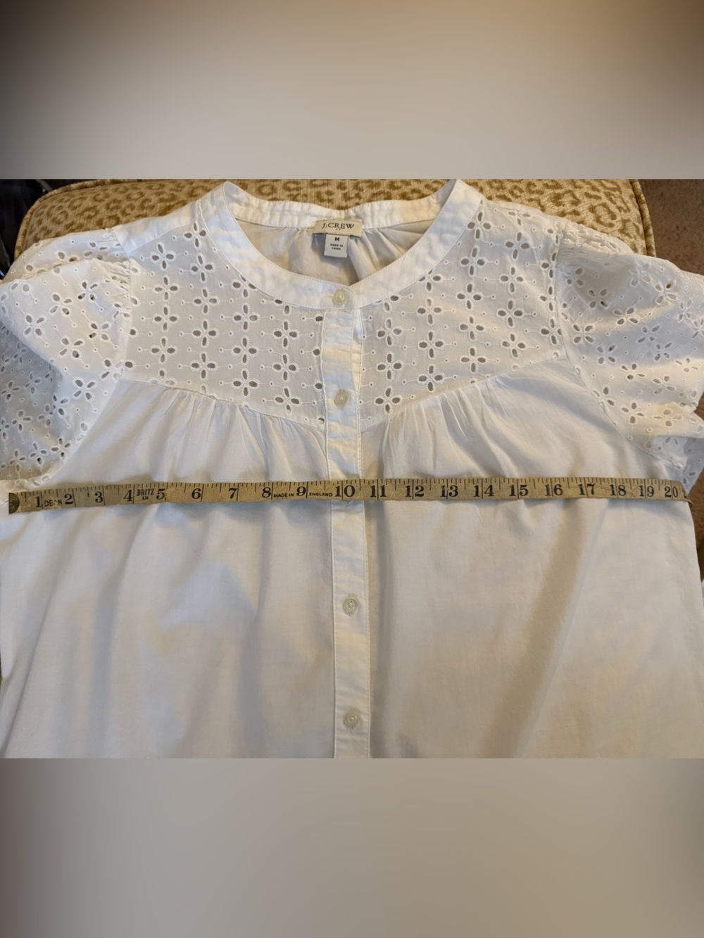 J Crew White Eyelet Button-Front Blouse - Picture 6 of 7